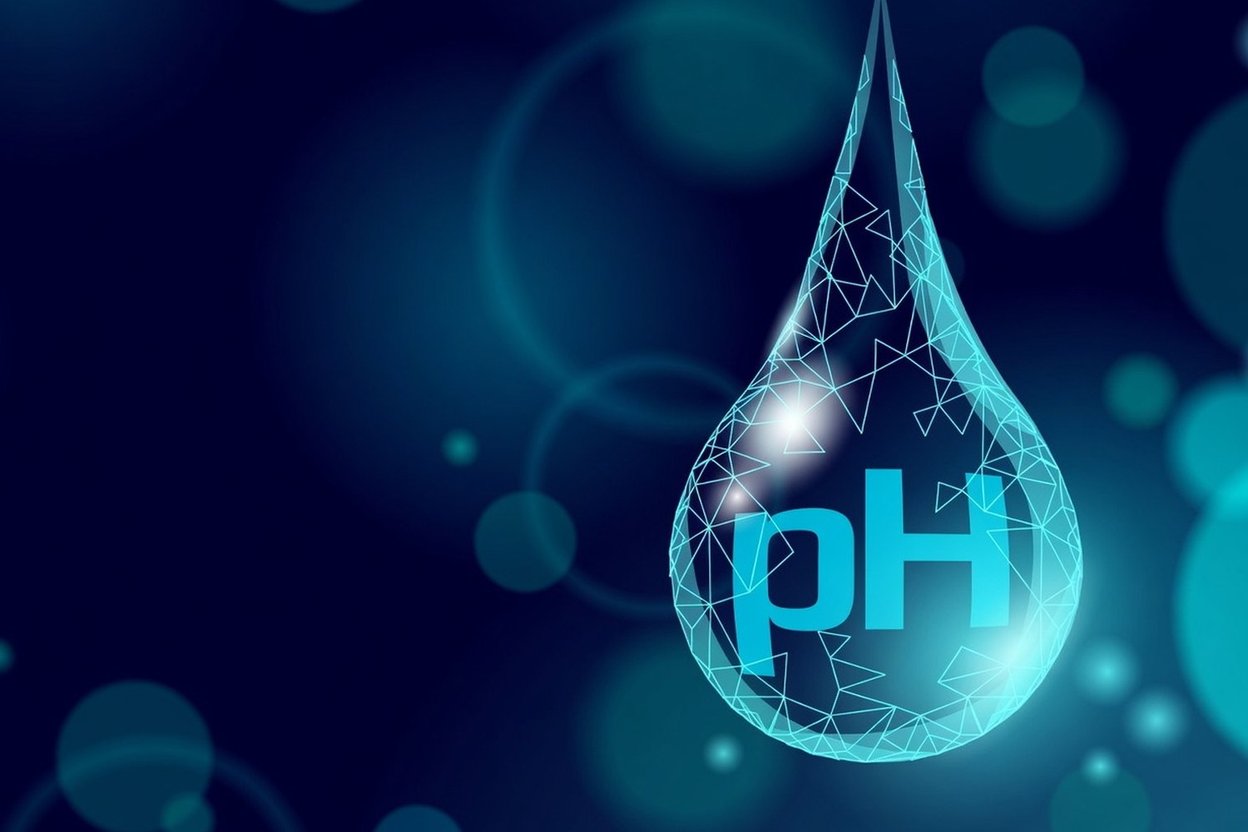 A water droplet with a pH symbol, representing aquarium water testing