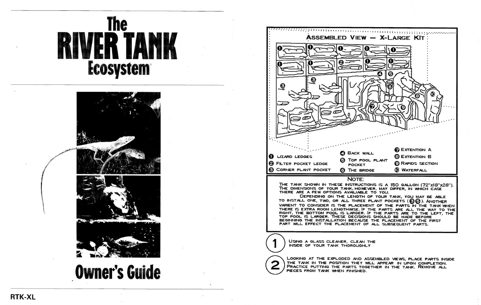 The River Tank EcoSystem RTK-XL owner's guide cover and the assembled view of the X-Large kit